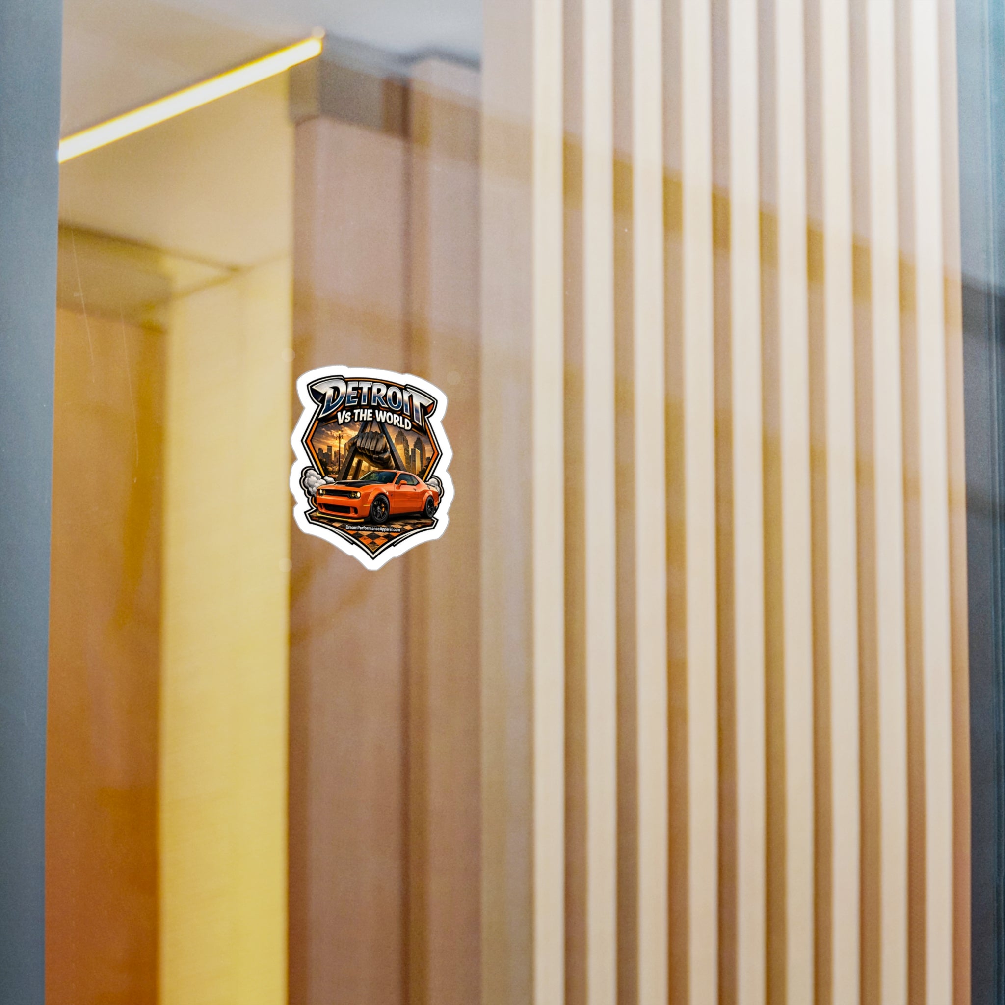 Orange Detroit Vs the World Sticker