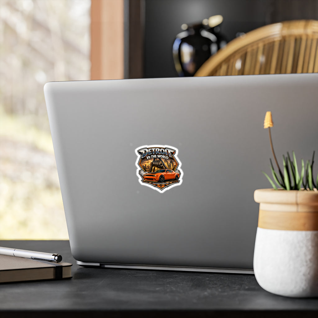 Orange Detroit Vs the World Sticker