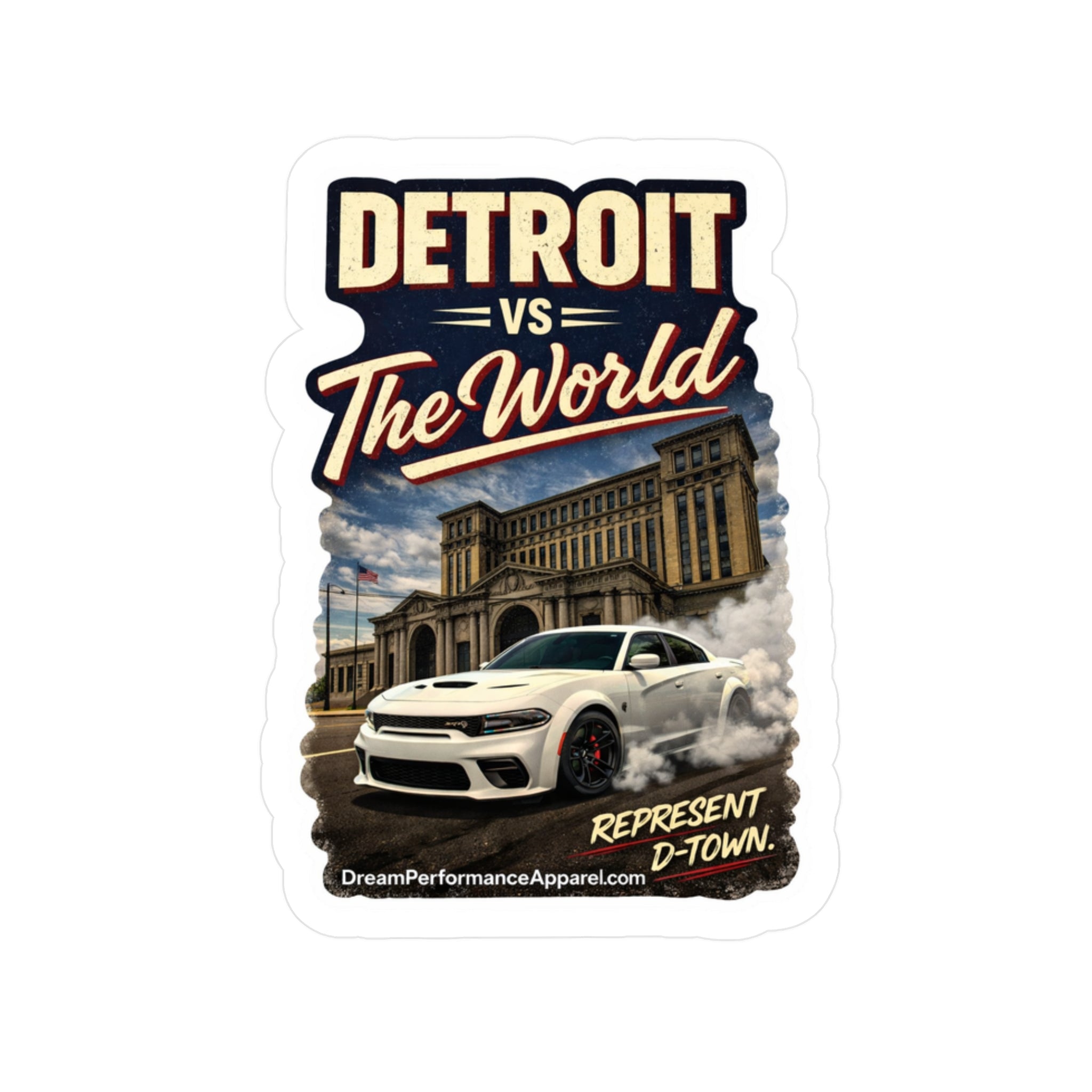 White Detroit Vs the World Sticker