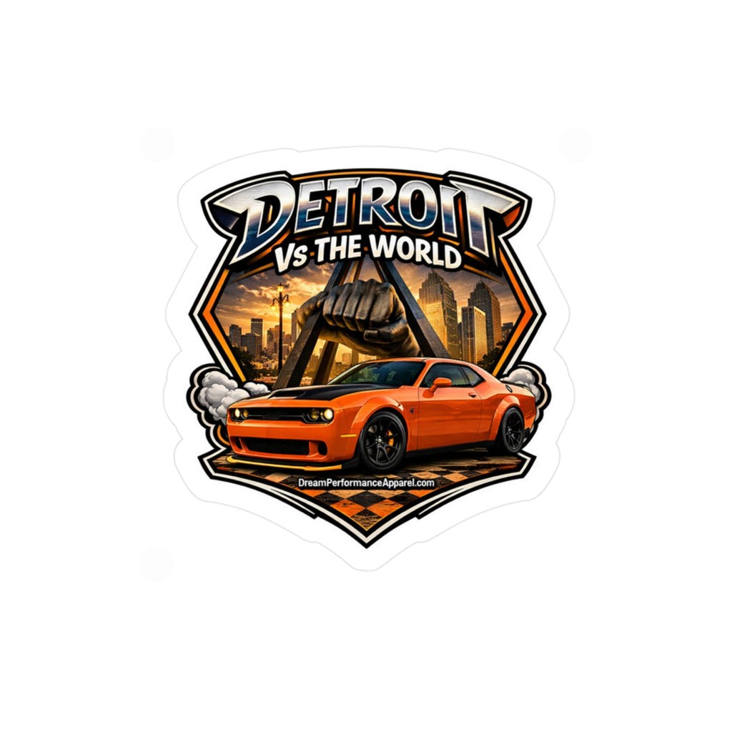 Orange Detroit Vs the World Sticker